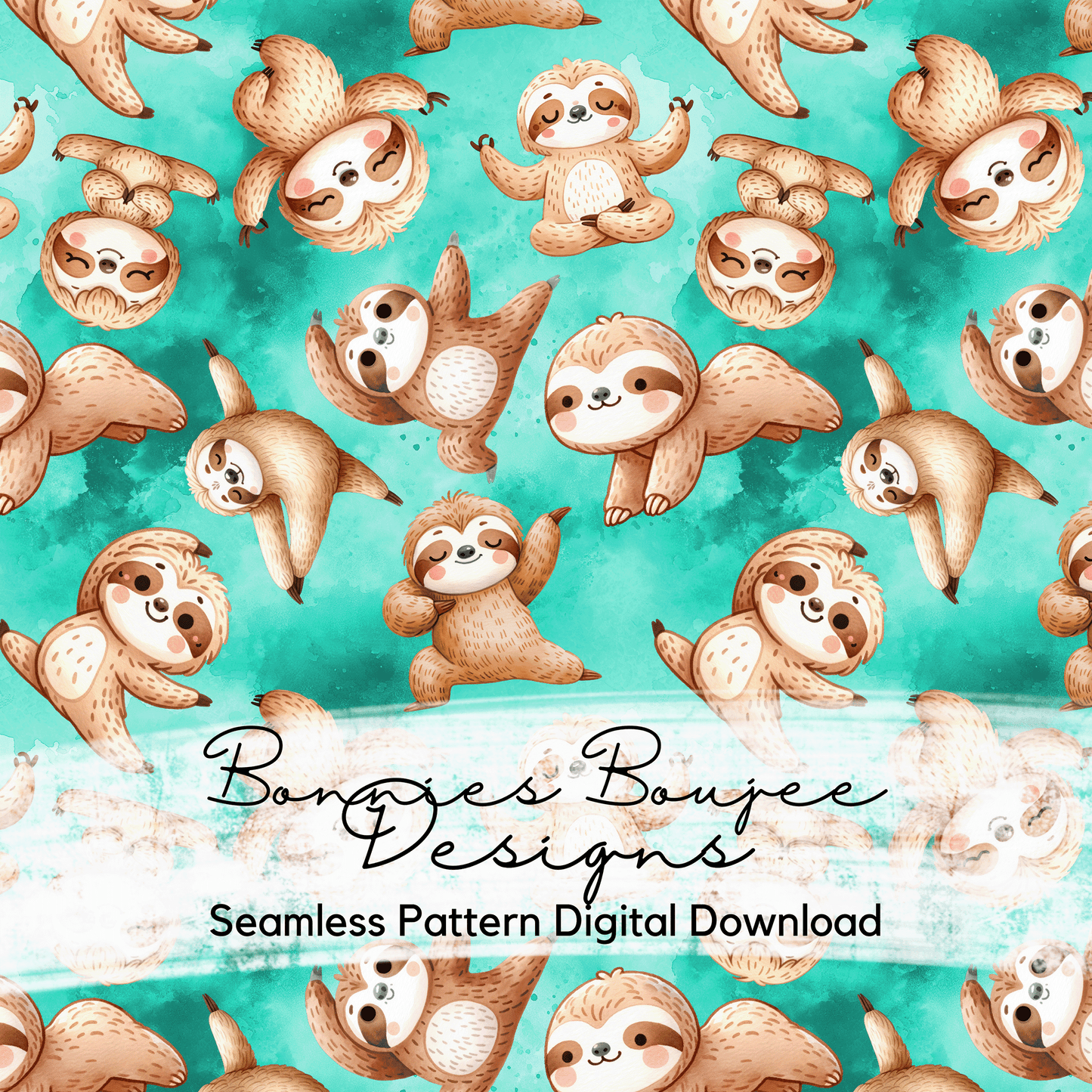 Yoga Sloths Seamless File with Five Colorways