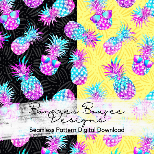 Tropical Pineapples with Sunglasses Bundle Seamless files including SWIM SAFE