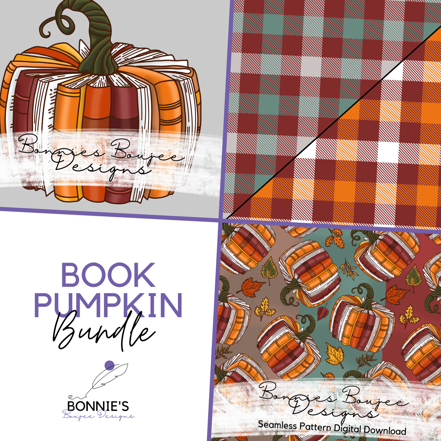 Book Pumpkin Hand Drawn Bundle Purchase