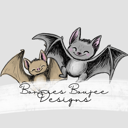 Cute Brown and Black Bats Hand Drawn Sublimination PNG Coordinating