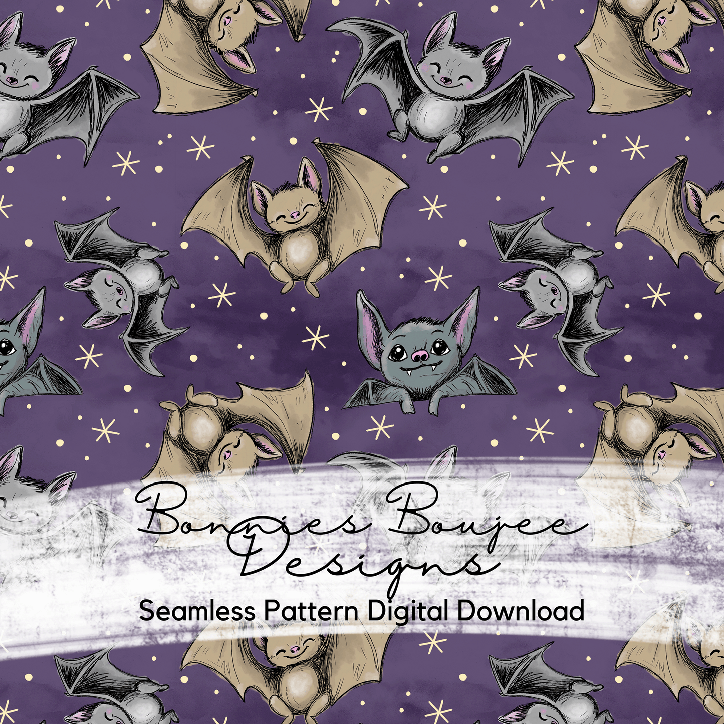 Cute Brown and Black Bats Hand Drawn Seamless File - 3 Colorways