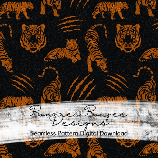 Glitter Tigers Black and Orange Seamless File
