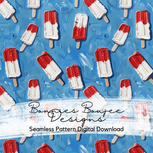 Painted Textured Patriotic Summer Popsicles Seamless File