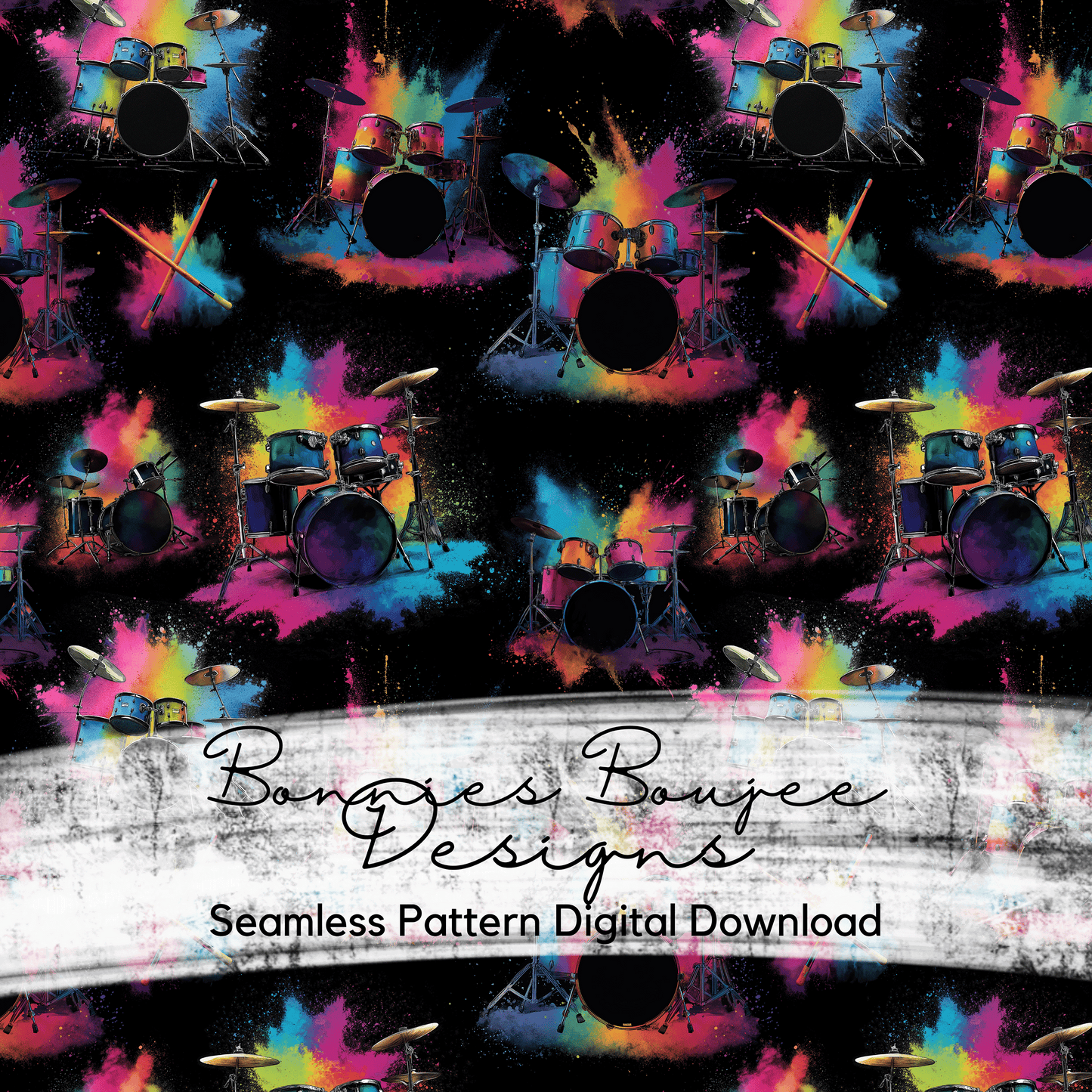 Neon Rainbow Drums Music Seamless File