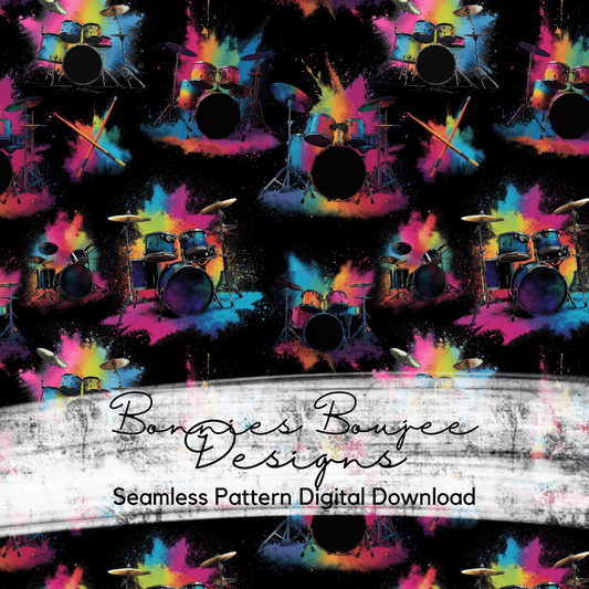 Neon Rainbow Drums Music Seamless File