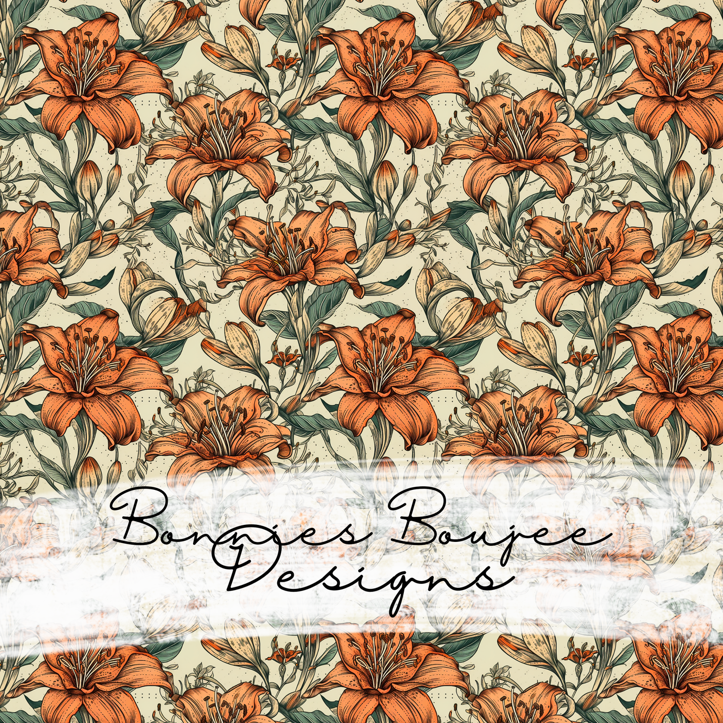 Boho Tiger Lilly Flowers Seamless File