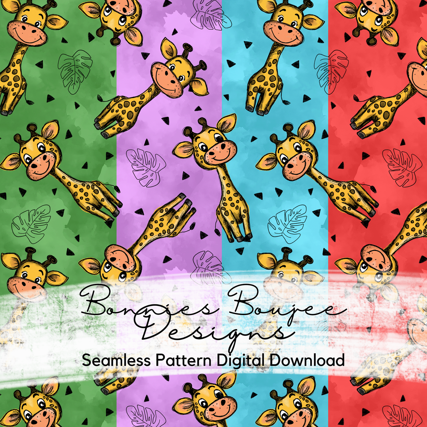 Cute Giraffes Hand Drawn Seamless File - 4 Colorways