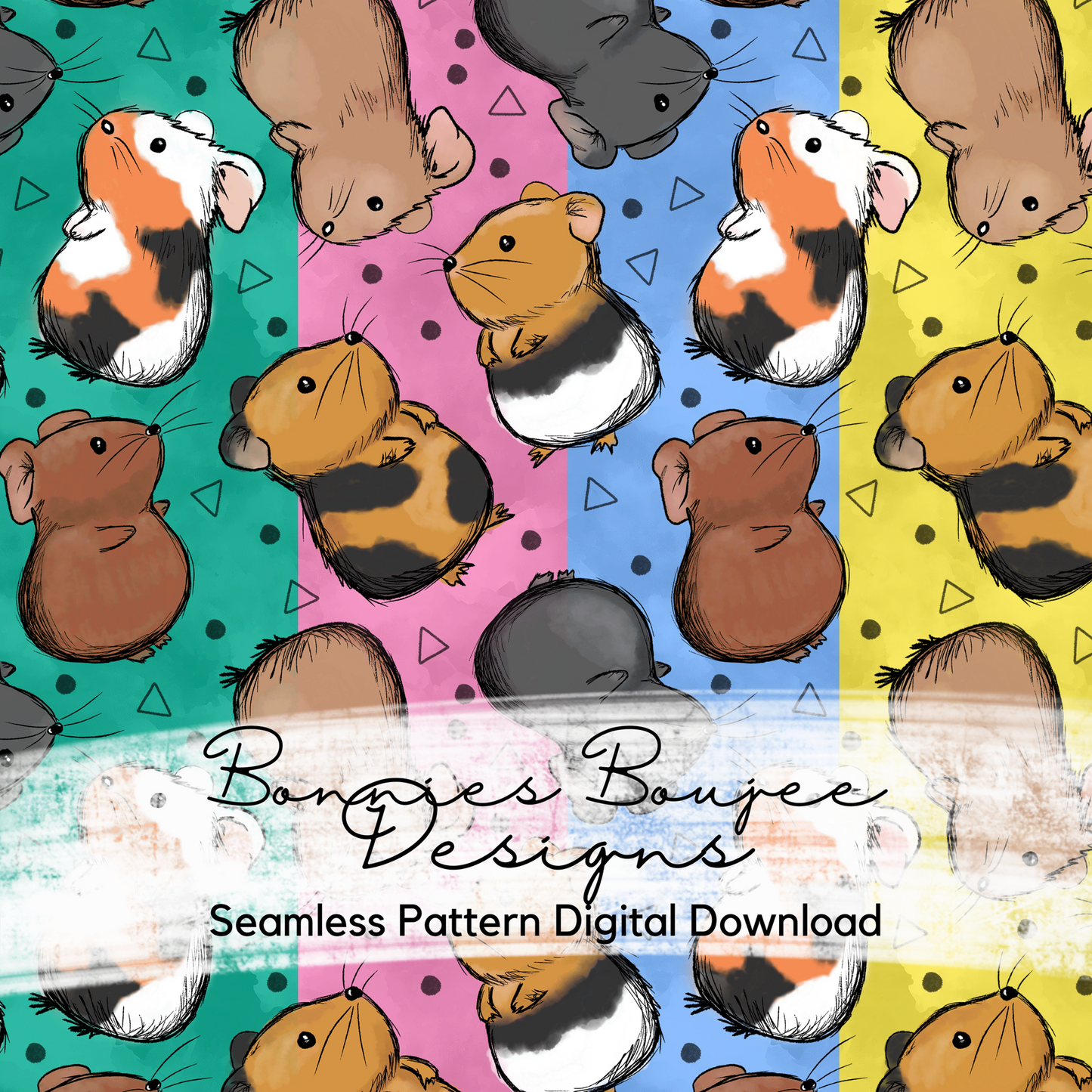 Cute Guinea Pig Pets Hand Drawn Seamless File - 4 Colorways