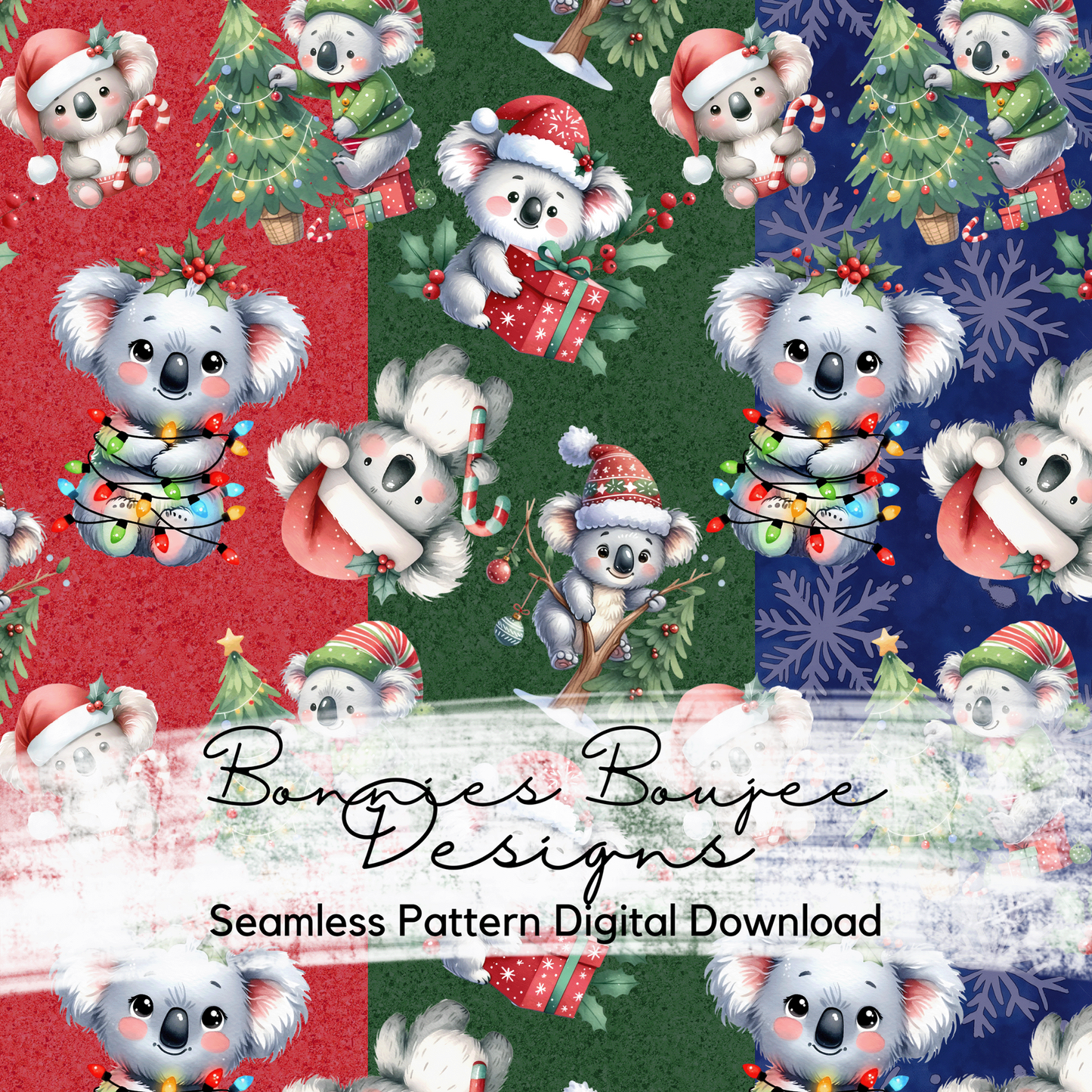 Holiday Koala Seamless File with Three Colorway