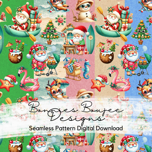 Tropical Santa Seamless File with Five Colorways