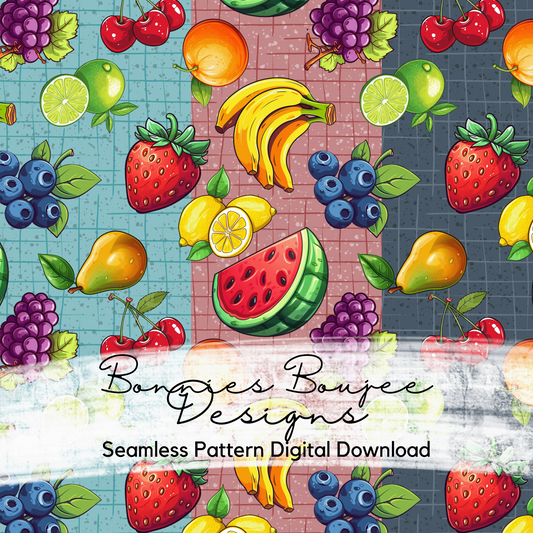 Fruit Drawing Seamless File in Three Colorways